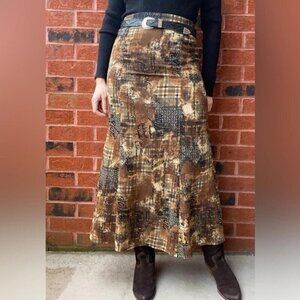 Urbano Maxi Skirt Size 7 Earthy Brown Y2K Grunge A-Line Vintage 90s